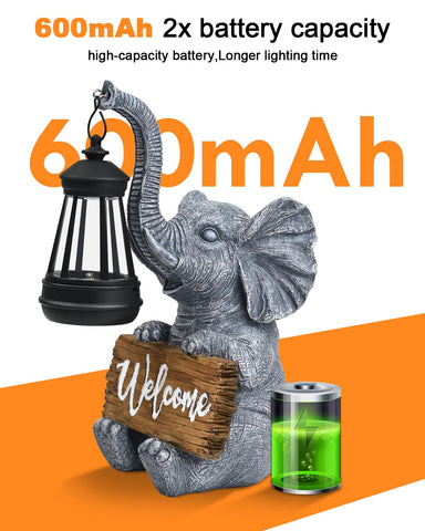 VMANYFIRE solar-powered elephant garden decor adds warm glow to patios.