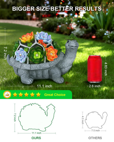 VMANYFIRE large 11.1 inch turtle adds outdoor presence with a soft glow.