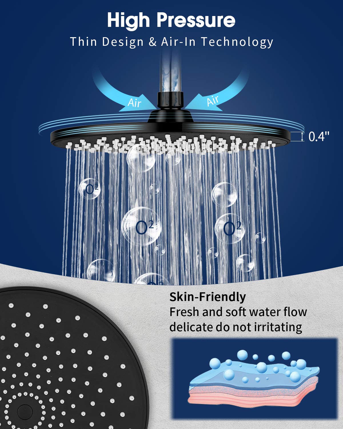 VMASSTONE 200-nozzle array creates a gentle, even spray pattern
