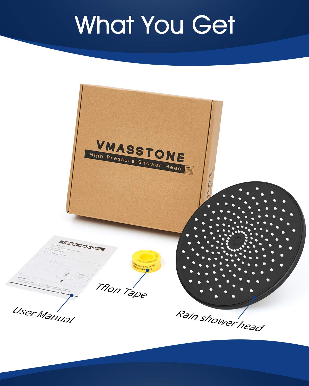 VMASSTONE 360-degree swivel allows flexible shower directions