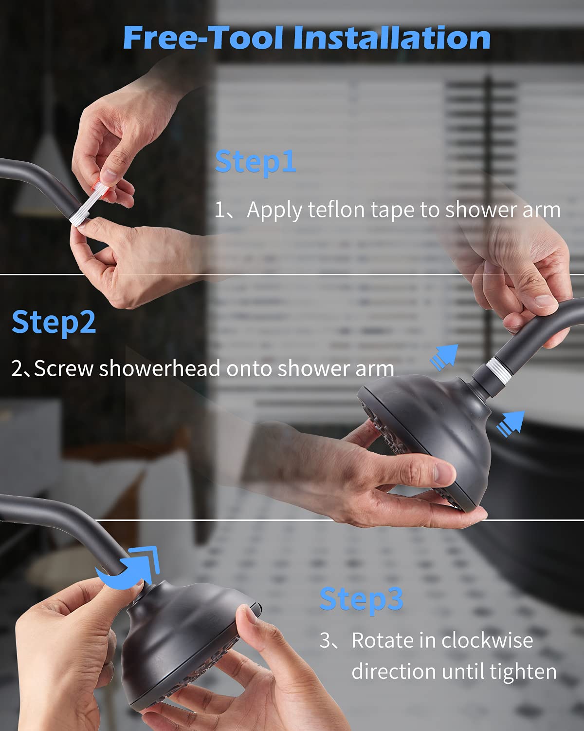 VMASSTONE FM-001 easy installation with G1/2 threads for standard arms