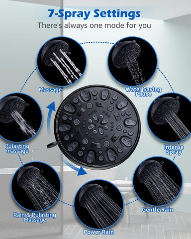 VMASSTONE FM-001 seven-spray-settings offering versatile shower options
