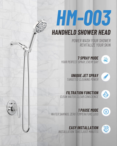 VMASSTONE HM-003 seven-spray-modes offer customizable comfort and high-pressure options