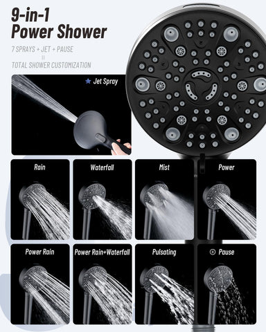 VMASSTONE HM-003 offers 7 spray modes for customized shower experiences.