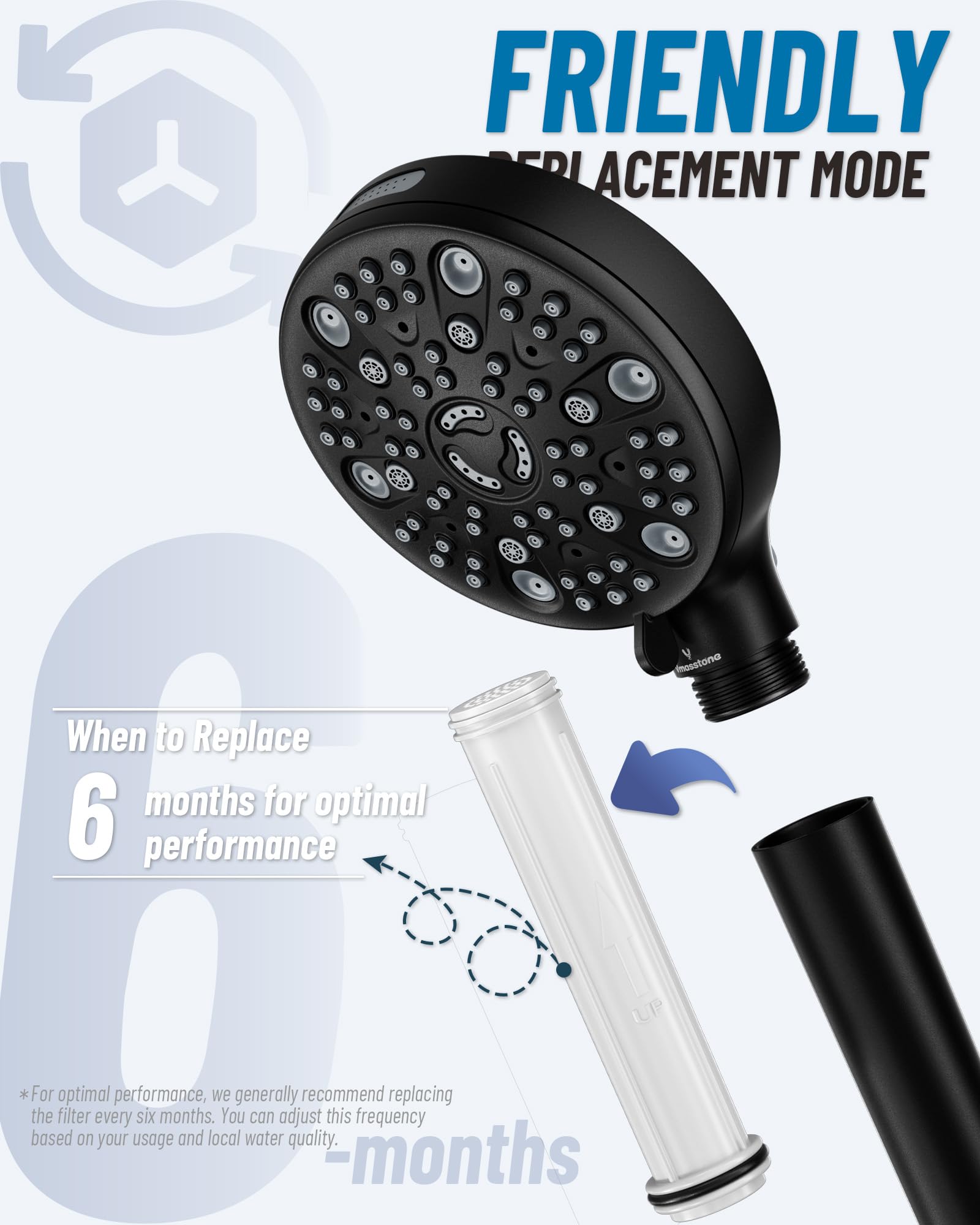 VMASSTONE HM-003 matte black handheld shower head for flexible rinsing.