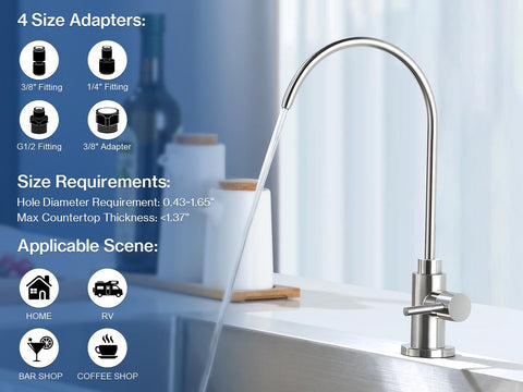 VMASSTONE RO faucet with wide base provides stable mounting on varied sinks.