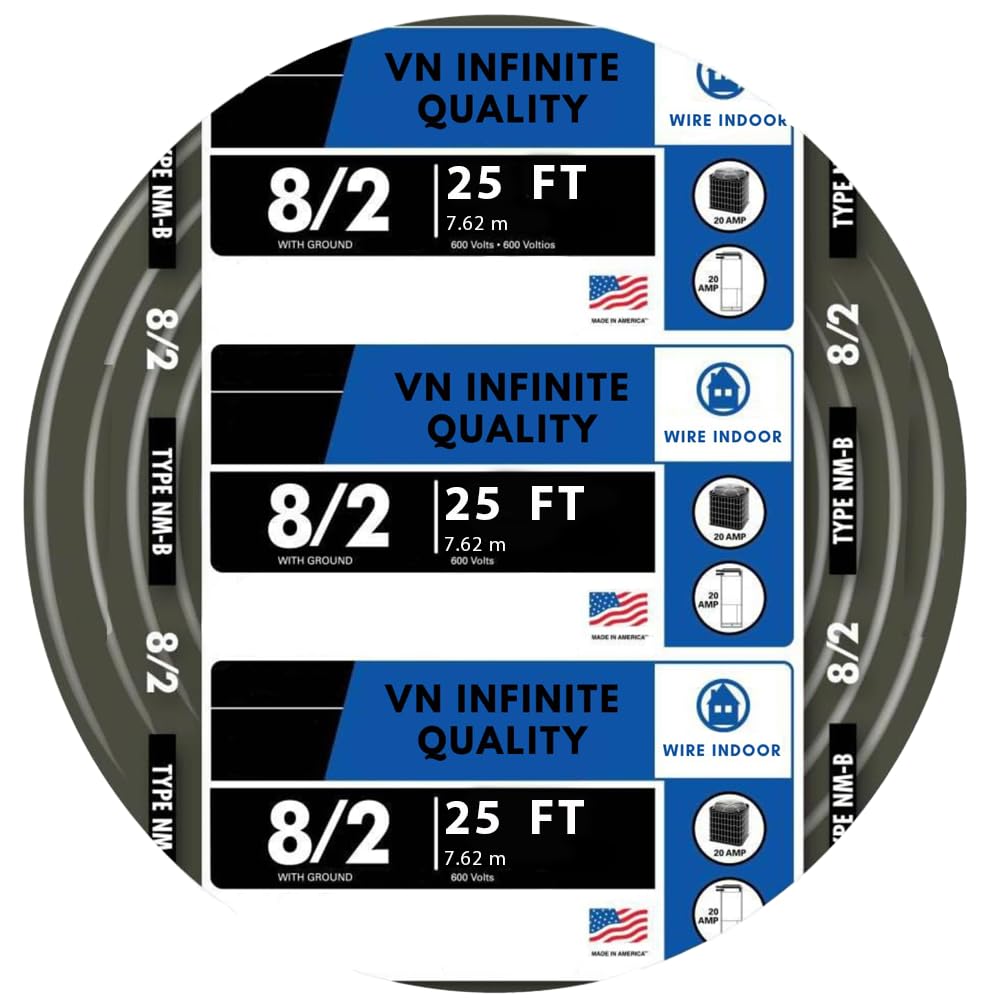 VN Infinite Quality 8/2 NM-B cable coil for residential wiring projects.