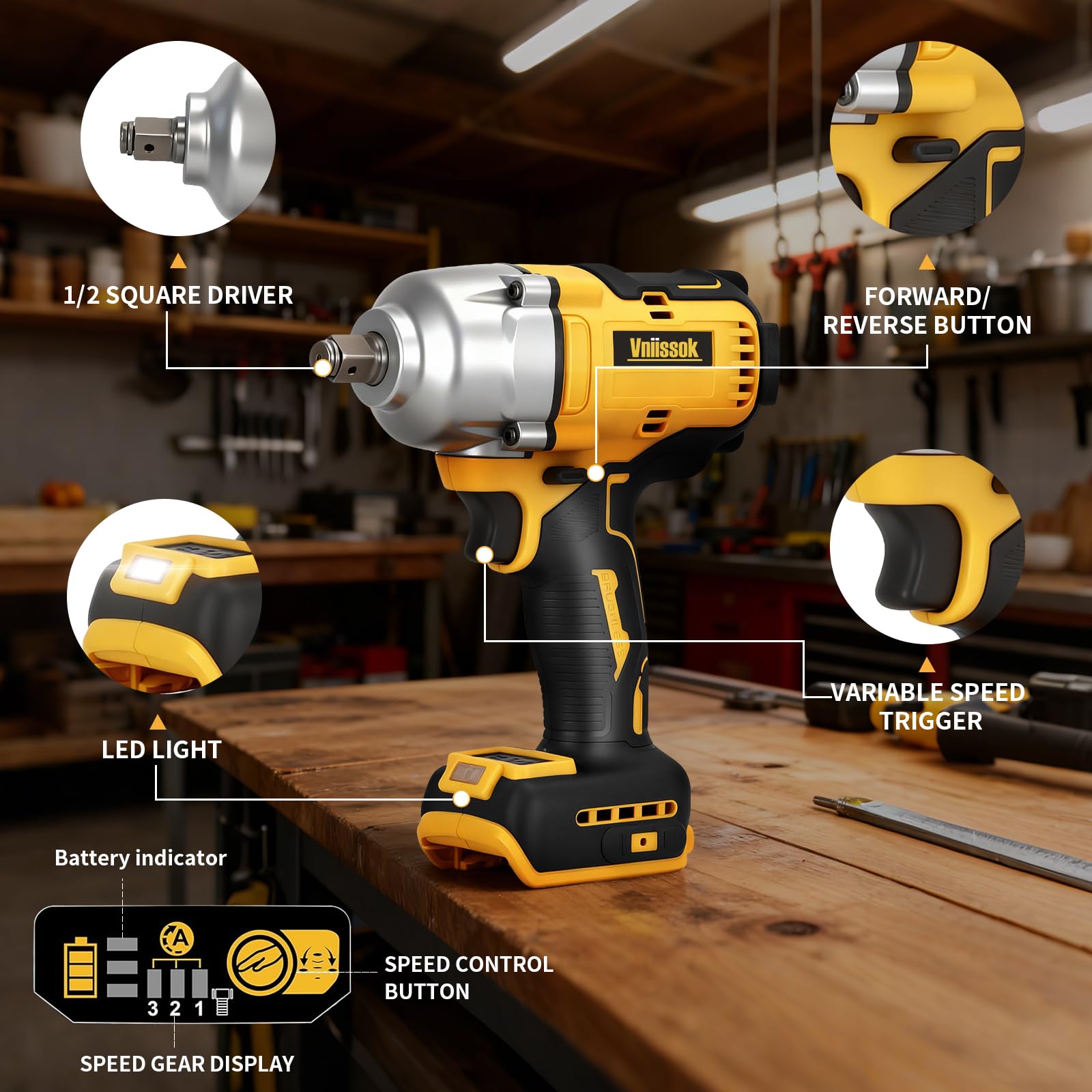 Low-voltage protection helps keep the tool and battery safe