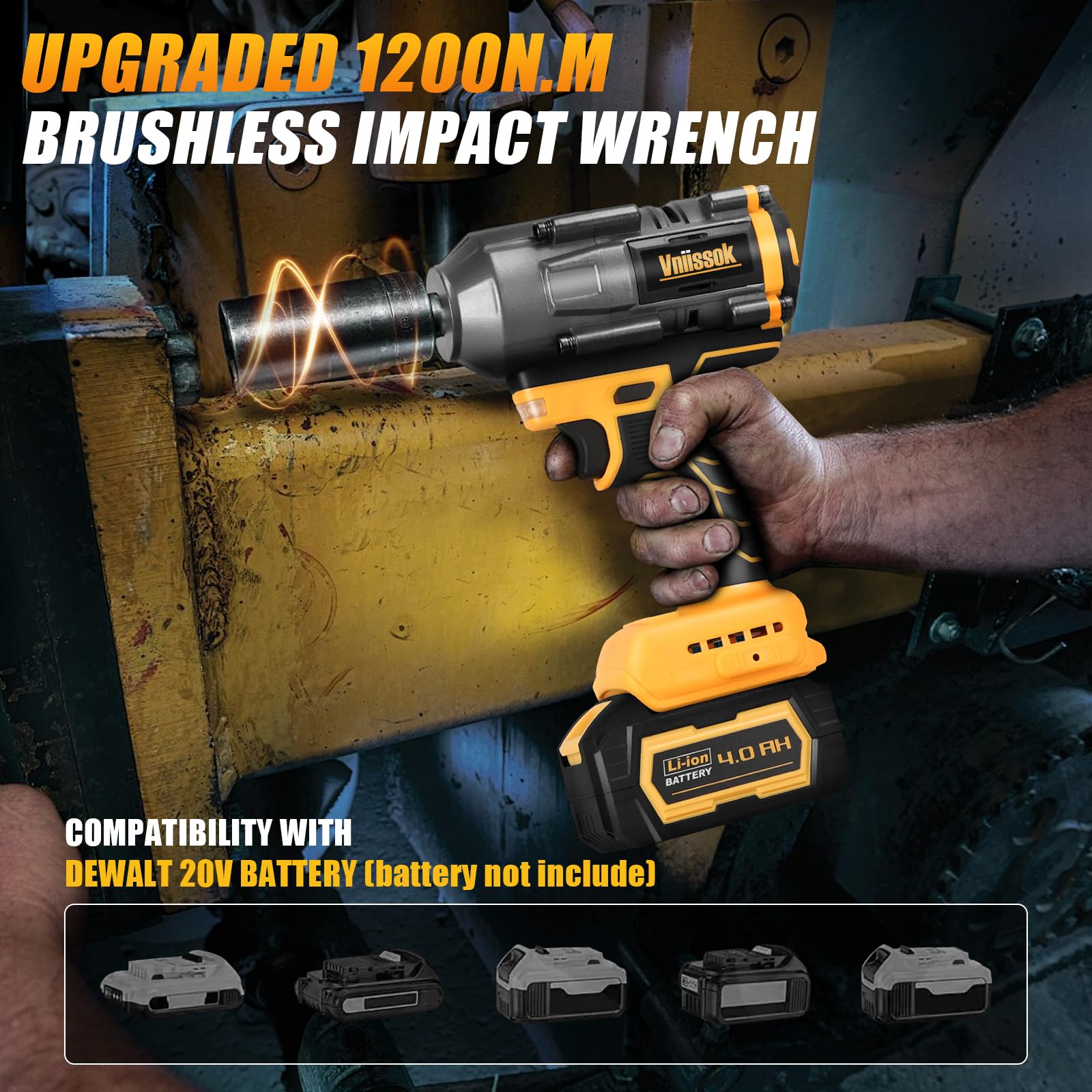 Vniissok wrench with built-in LED light for better visibility.
