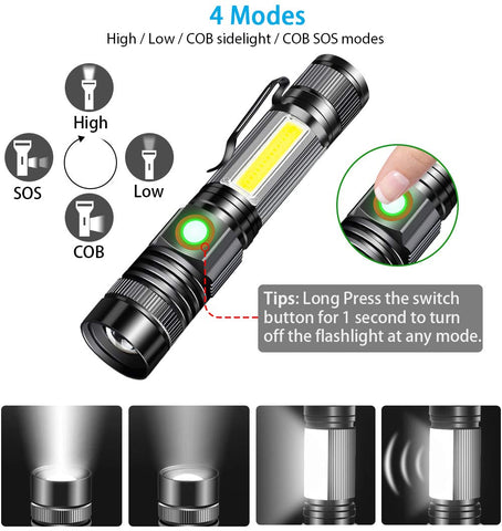 Vnina kit includes two flashlights, USB cables, and manual.