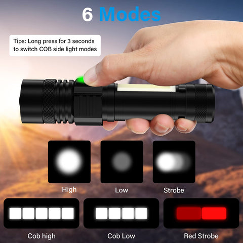 Vnina flashlight with COB side lights provides wide-area illumination for repairs