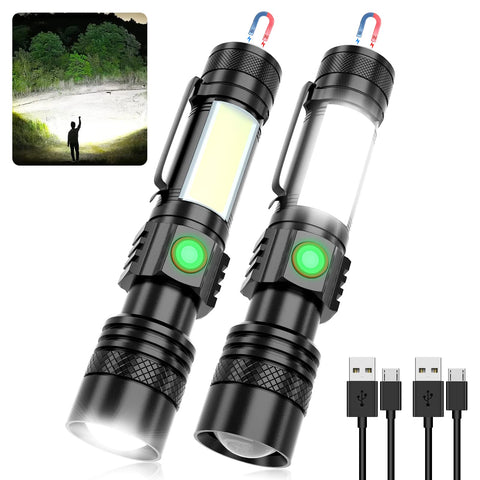 Vnina USB rechargeable flashlight, front view, ready for versatile outdoor tasks