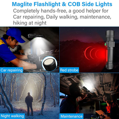 Vnina flashlight with magnet tail enables hands-free use on metal surfaces