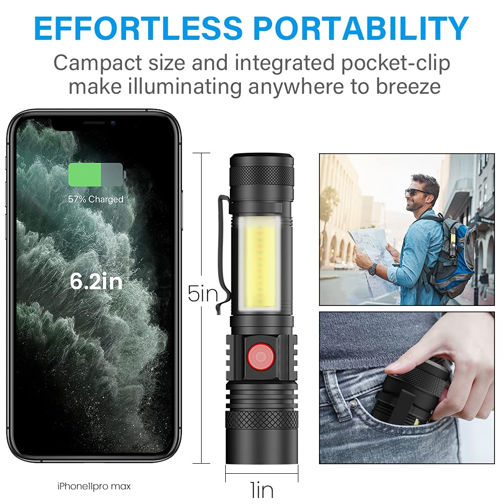 Vnina flashlight with one-key off and pocket clip for easy access