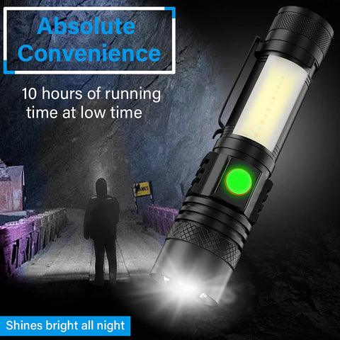 Vnina flashlight with zoomable beam allows quick switch from flood to spot