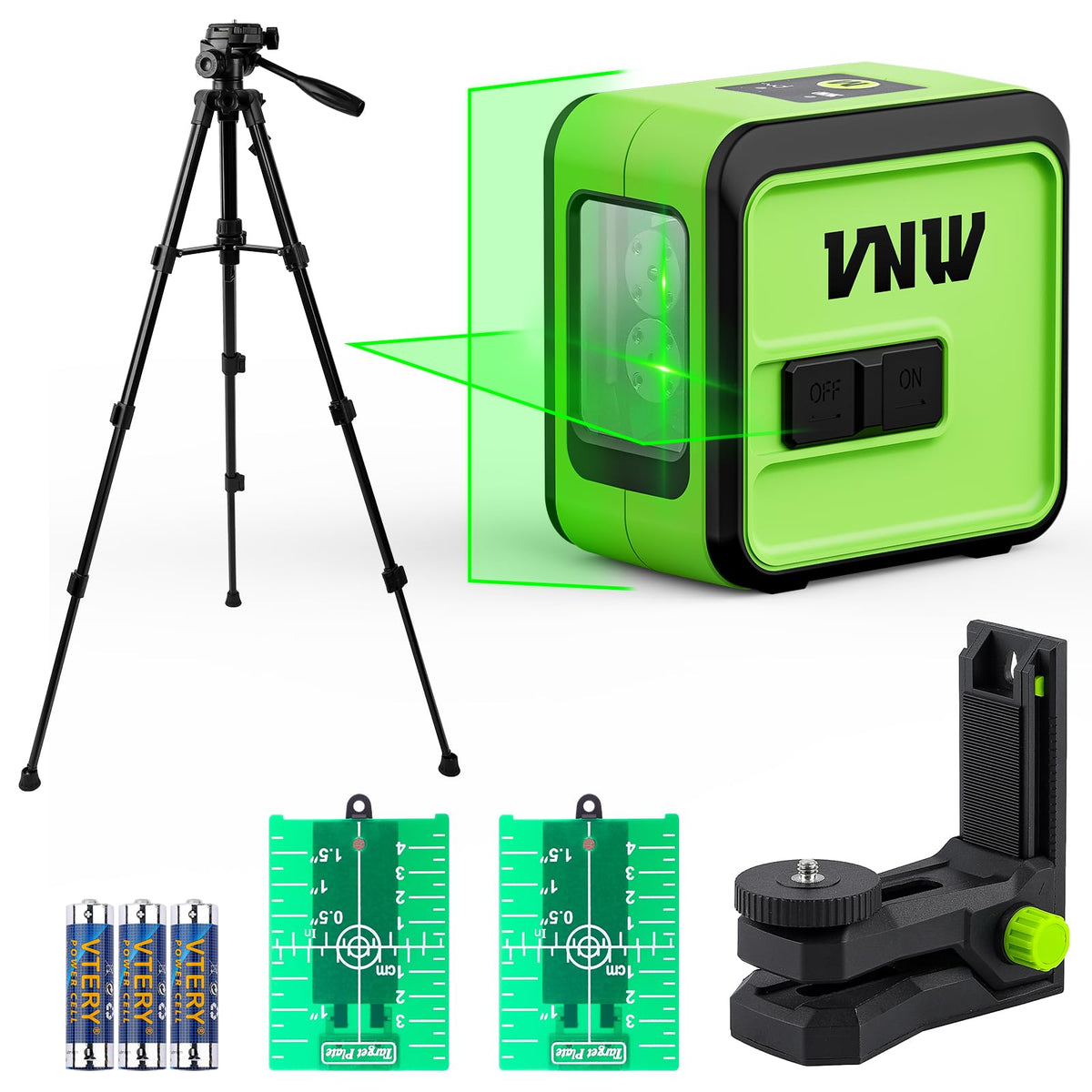 VNW laser level with green cross line for precise wall alignment
