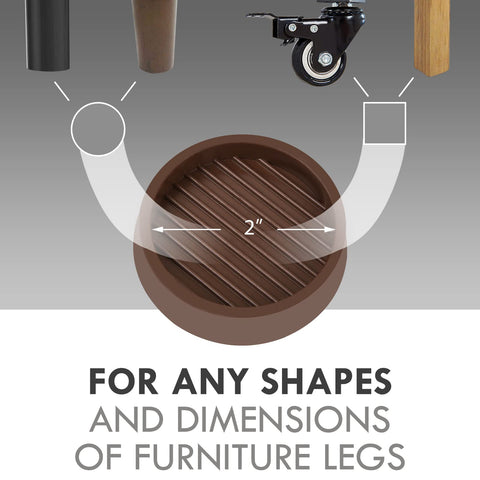 VOCOMO brown round furniture pads under bed keep legs stable on vinyl flooring.