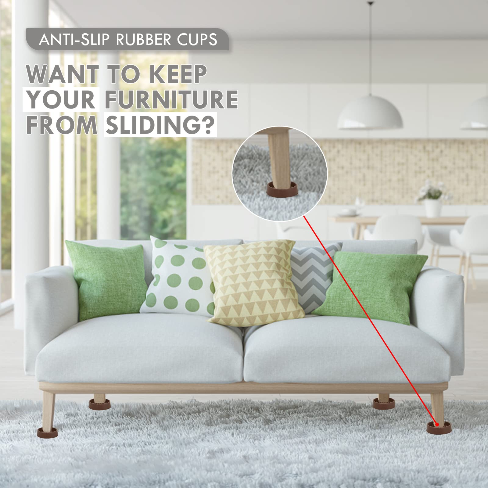 VOCOMO easy-installation under chair leg simplifies setup and prevents sliding.
