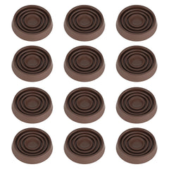 VOCOMO furniture coasters under foot, 1.5-inch brown round, for stable, non-slip floor protection.