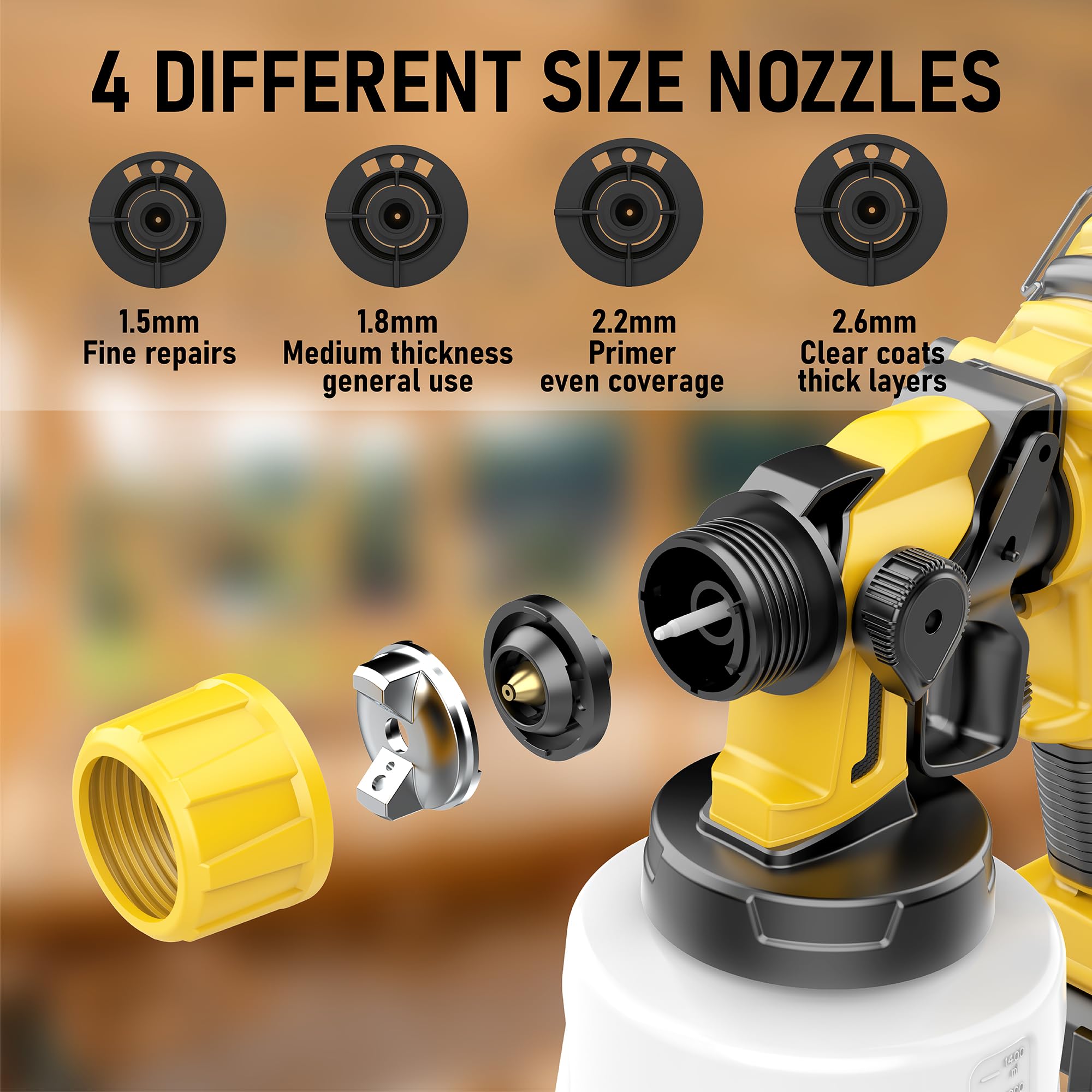 VocoxGpow four-nozzle set enables precise adjustments for various materials.