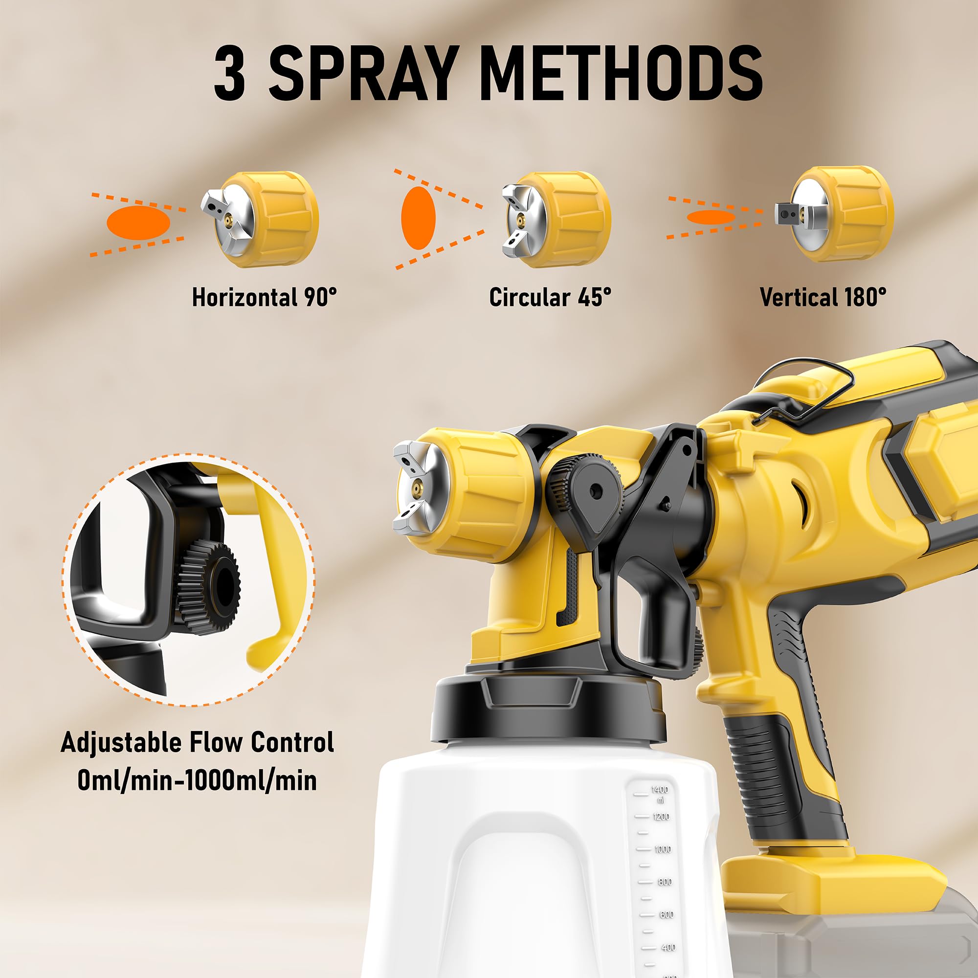 VocoxGpow three spray patterns support horizontal, vertical, and circular applications.