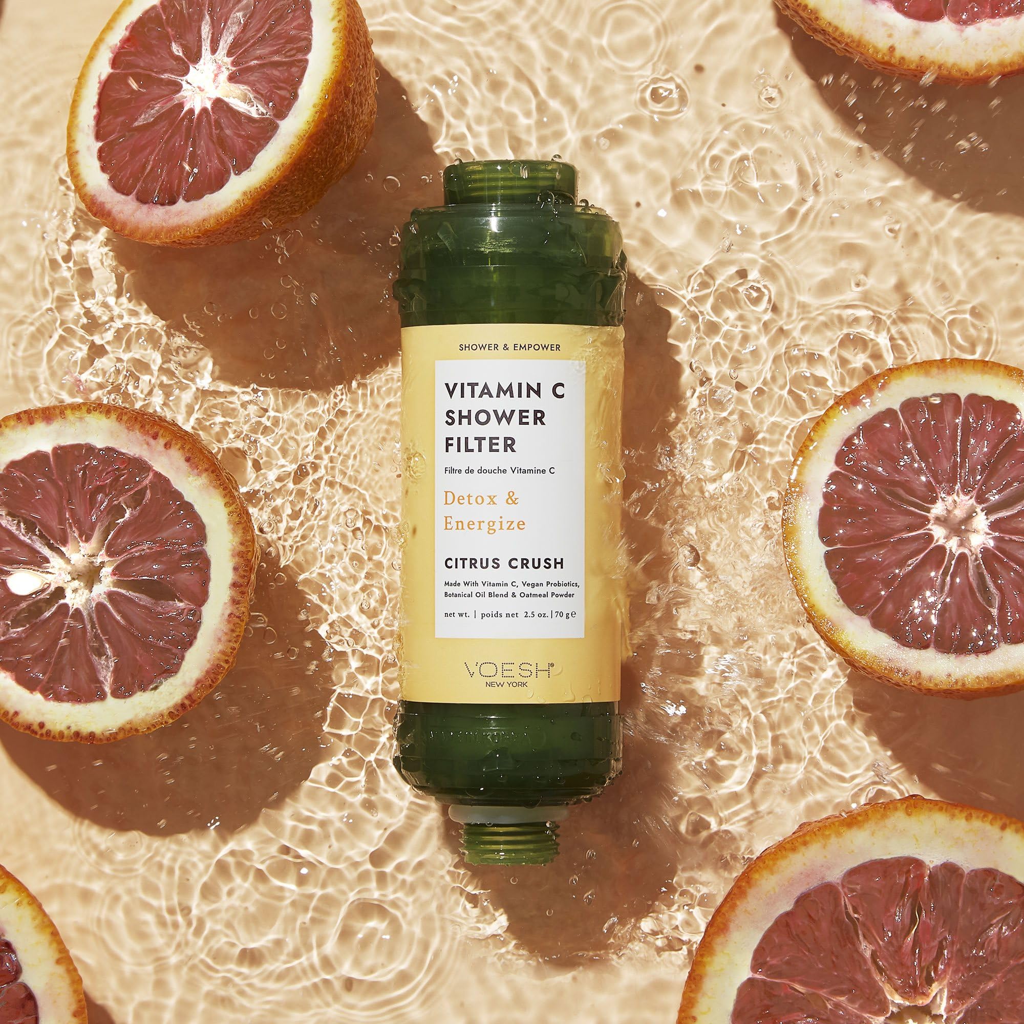 VOESH Citrus Crush water purification removes chlorine for softer skin