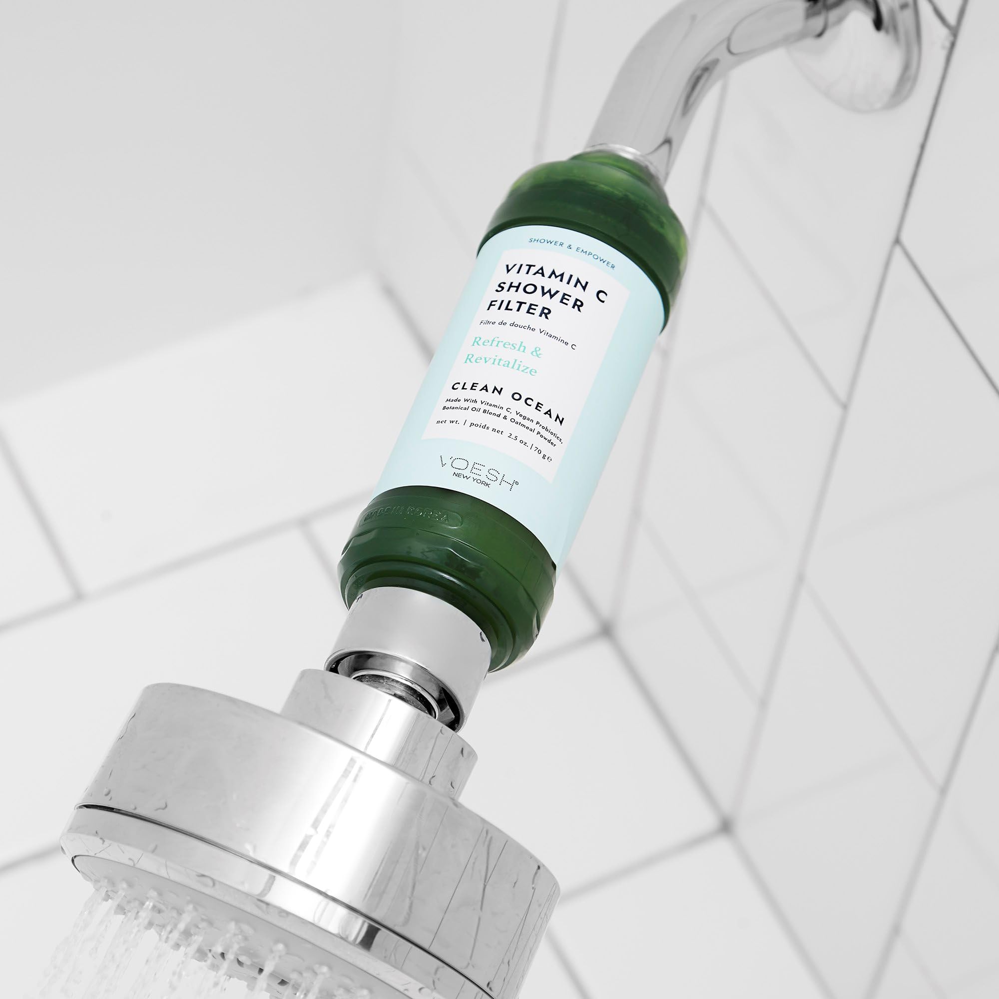 VOESH Vitamin C Shower Filter minimizes rust and sediments for clearer water