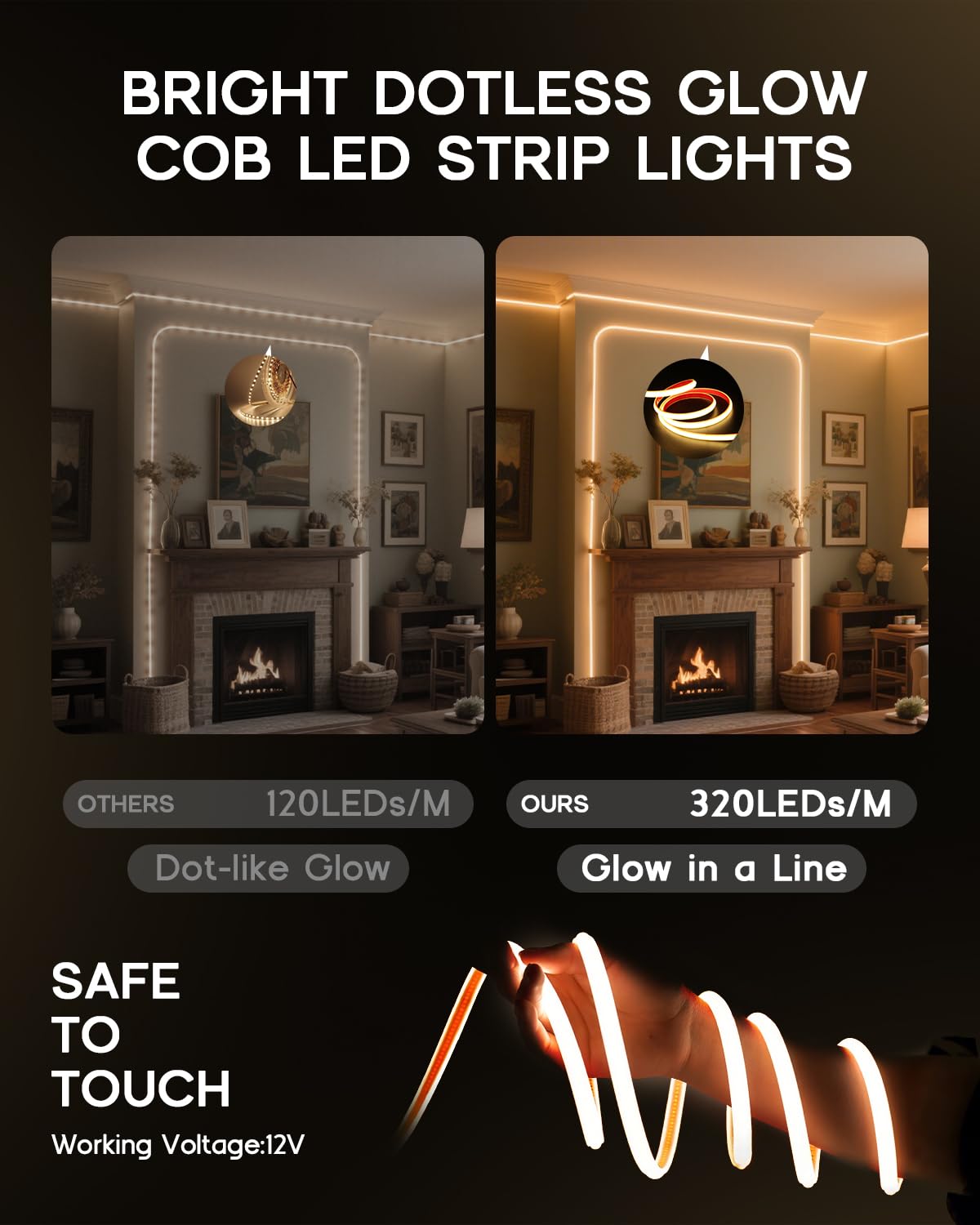 VOEWT LED strip CRI 95+ for true color rendering.