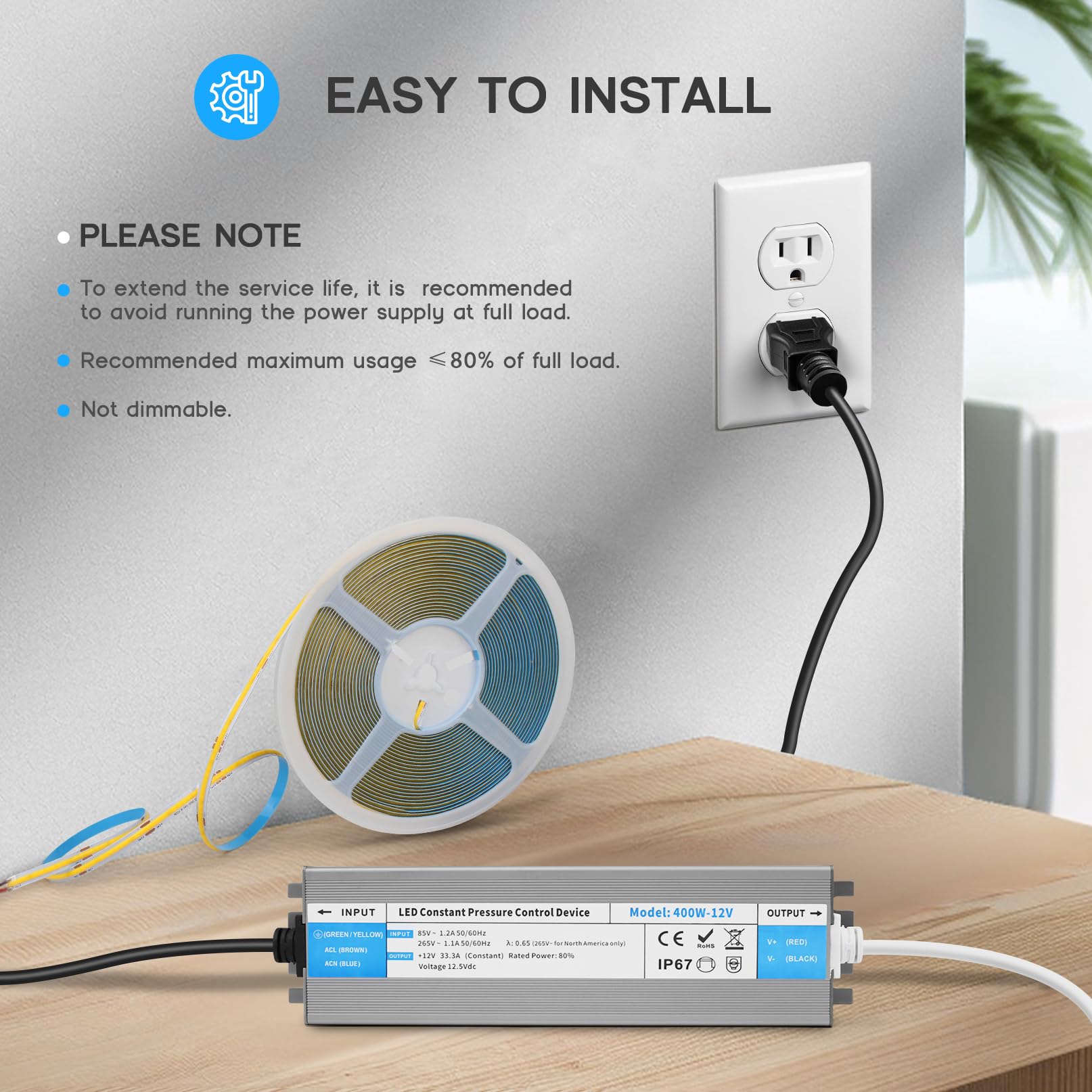VOEWT 200W slim-profile LED driver designed for hidden installations.
