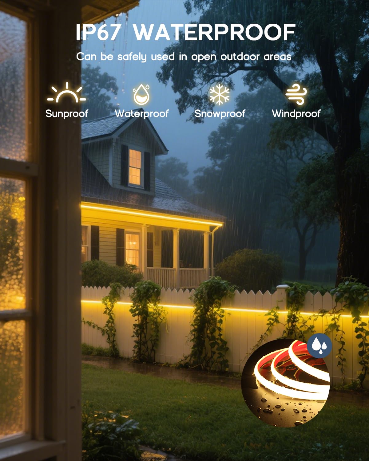 VOEWT LED strip cuttable every 0.79 inches for flexible layouts.