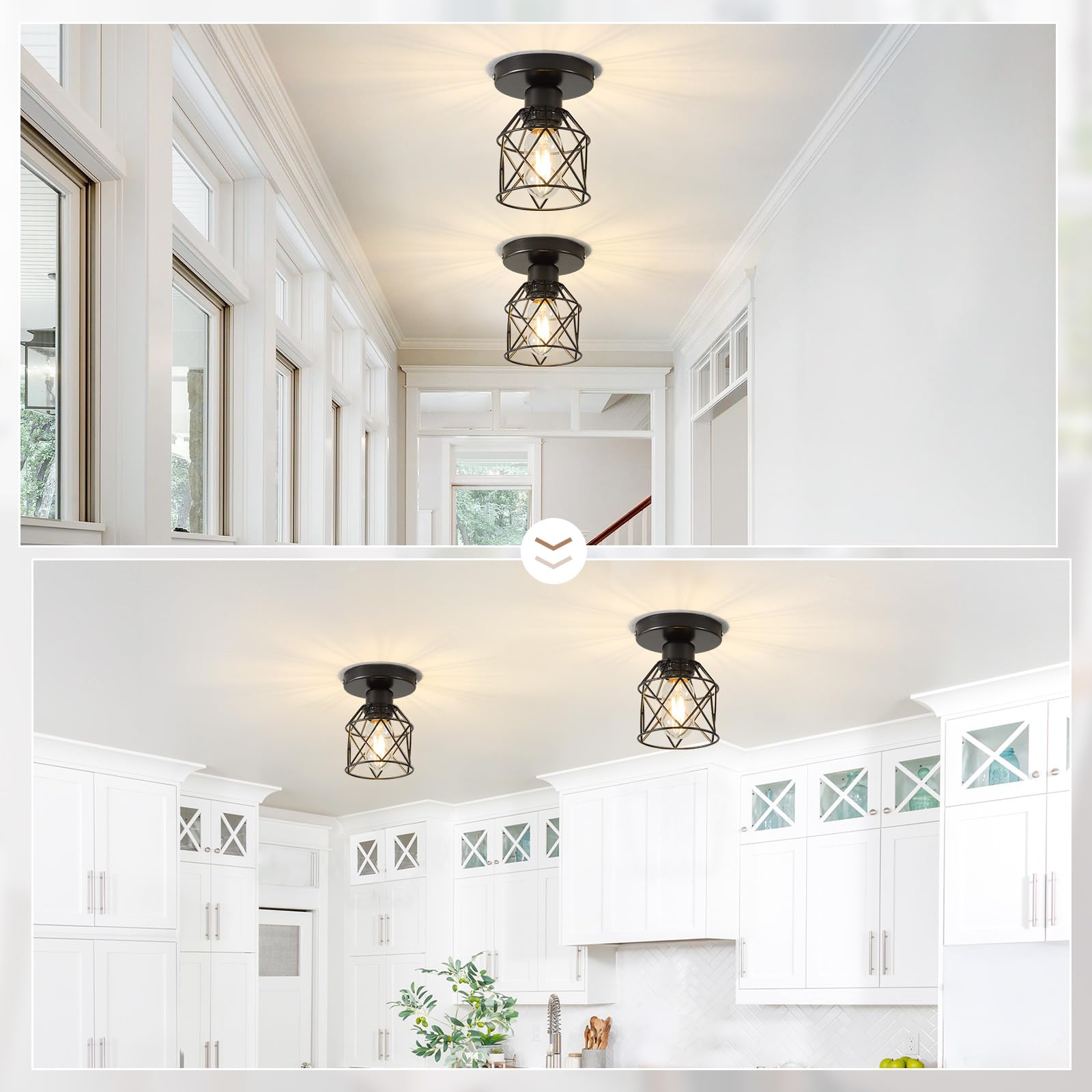 Vohyzufa semi-flush shade detail highlights the open cage design