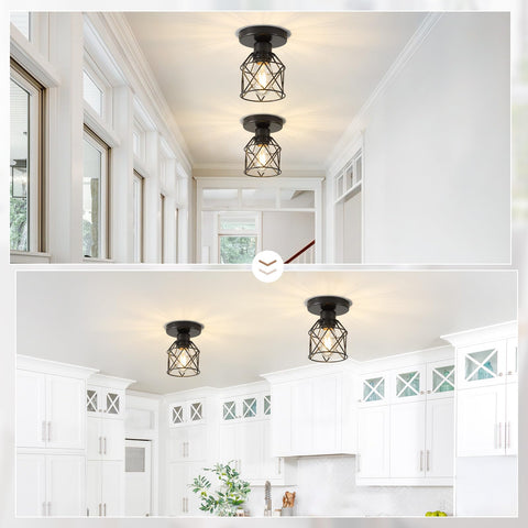 Vohyzufa semi-flush shade detail highlights the open cage design