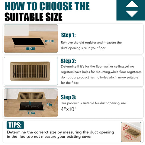 VOISEN brown six-pack floor vents blend with decor.