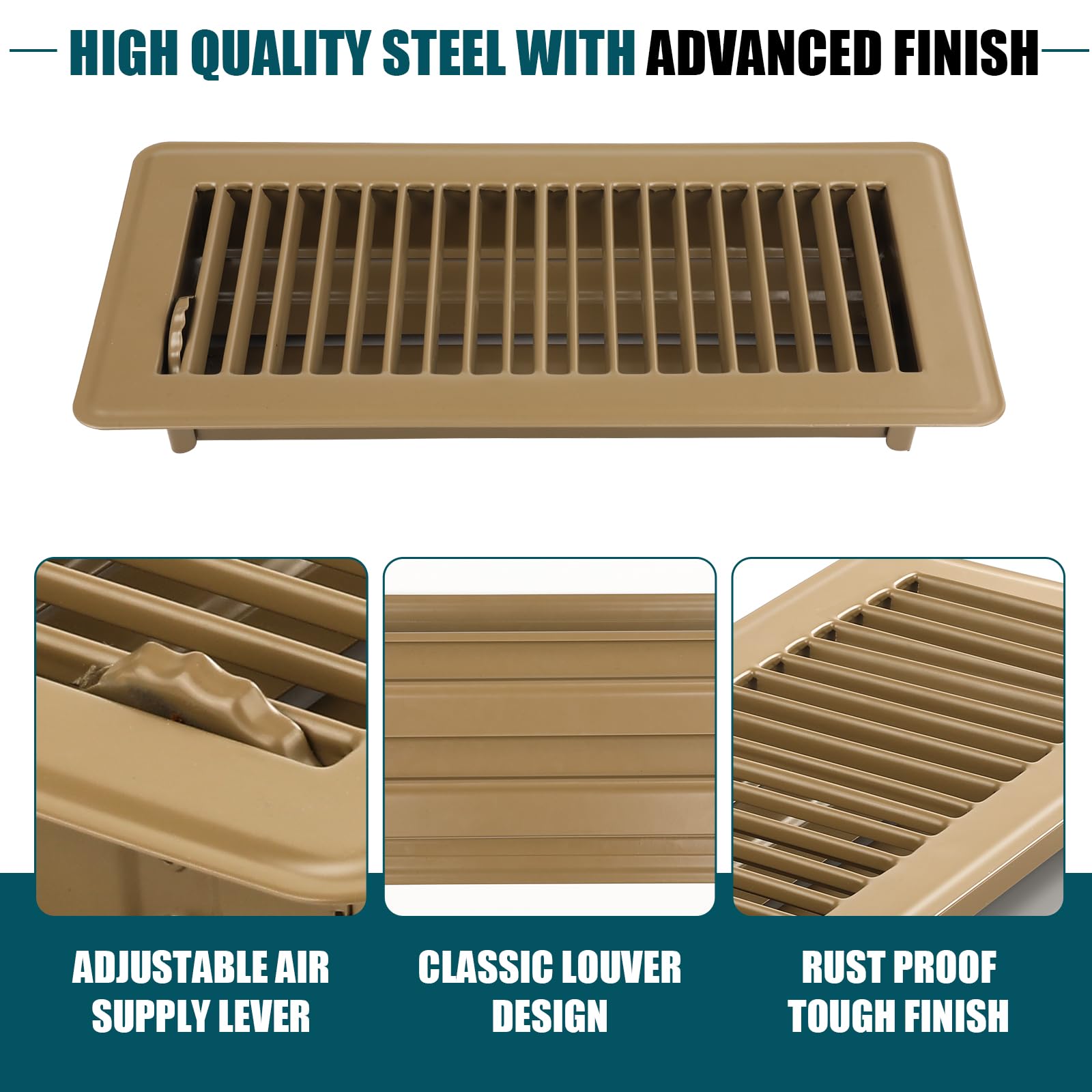 VOISEN drop-in installation floor vent requires no tools.