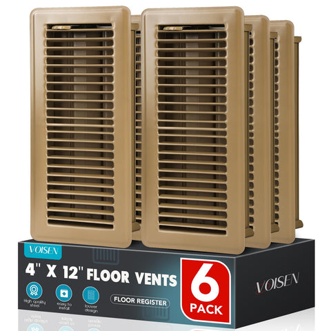 VOISEN floor register 4x12 brown closeup of the adjustable lever for airflow control.