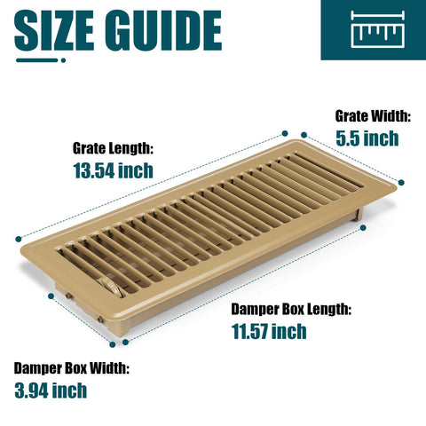 VOISEN floor register 4x12 brown measures the duct opening for proper fit.