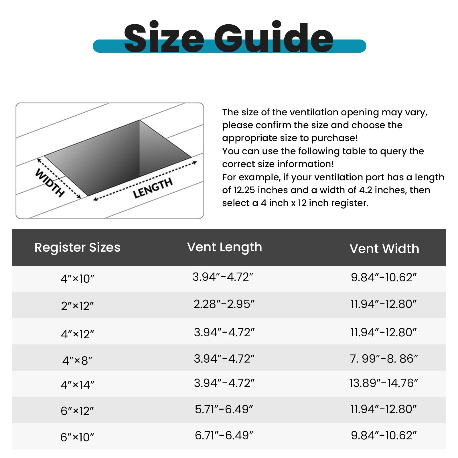 VOISEN floor register 4x12 brown steel with powder-coated finish emphasizes durability.