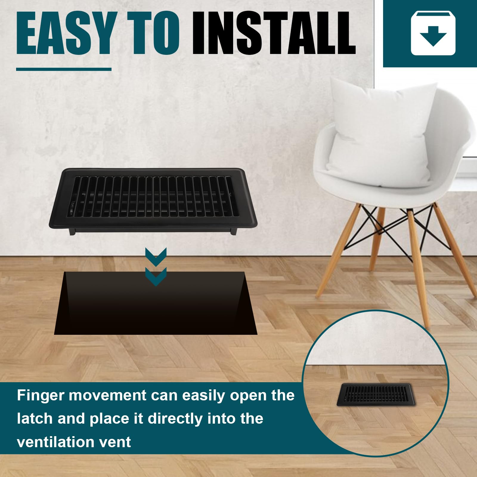 VOISEN easy installation requires no tools, simply drop into the duct
