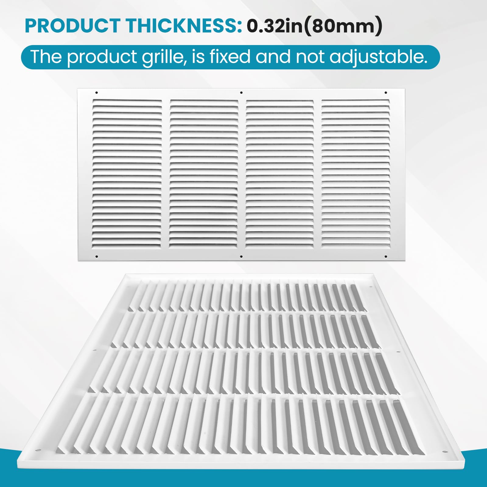 Forty-degree angle fins maximize air intake while reducing noise.