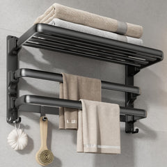 VOLDRA 24-inch towel rack matte black front view for modern bathroom organization