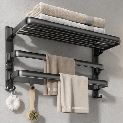 VOLDRA 24-inch towel rack matte black front view for modern bathroom organization