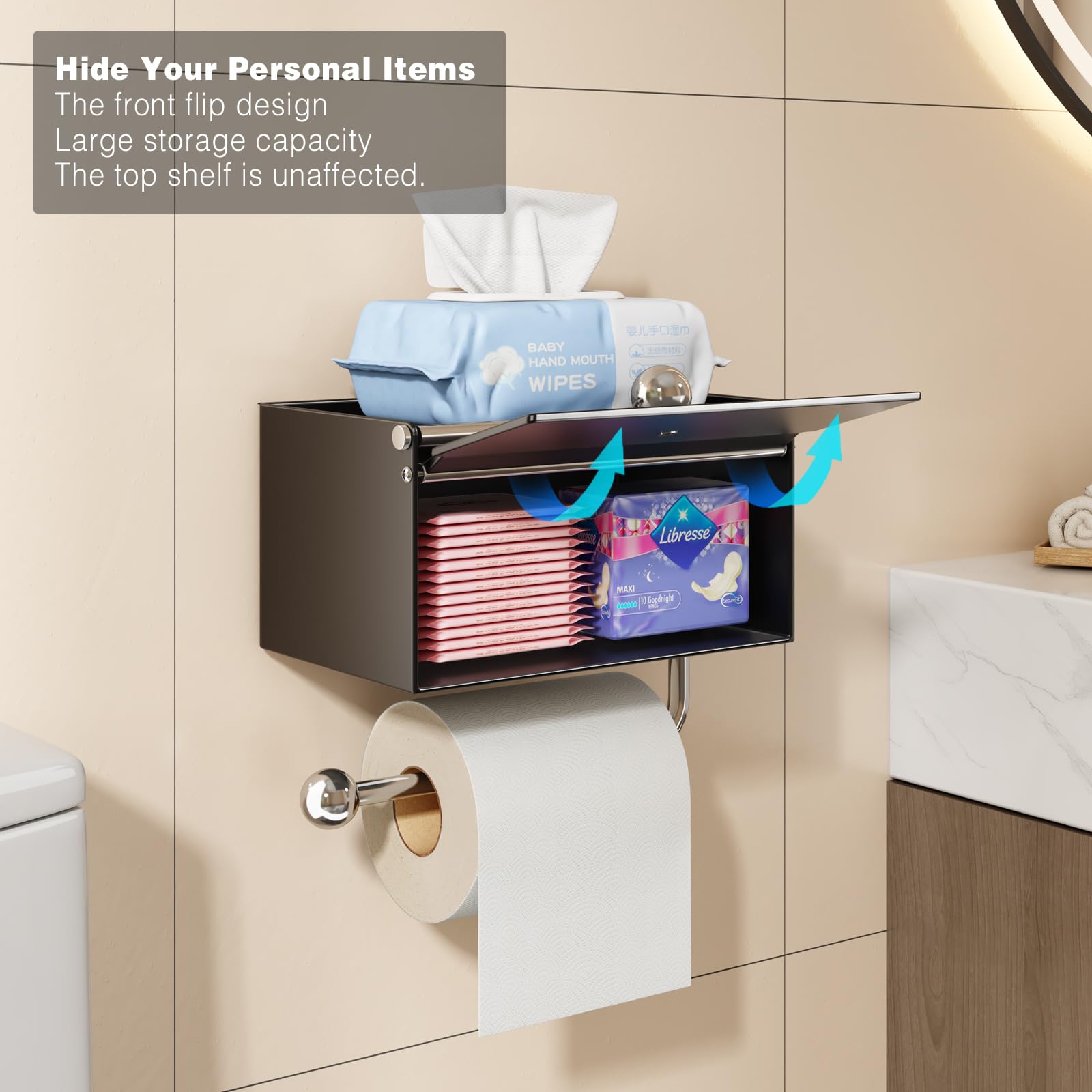 Voldra space aluminum matte black finish resists rust in humid bathrooms.