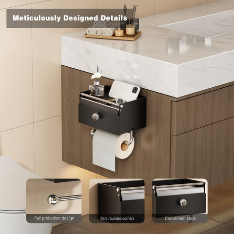 Voldra top-shelf privacy storage keeps personal items neatly concealed.