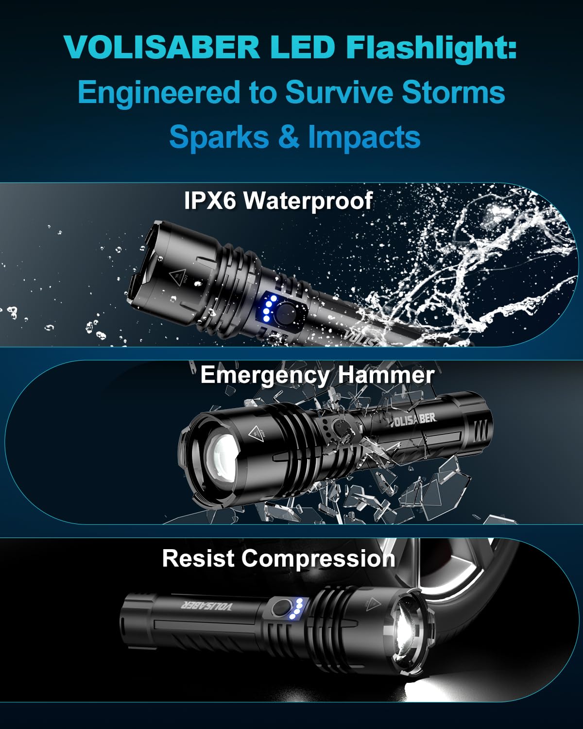 VOLISABER camping hunting flashlight brightens outdoor tasks