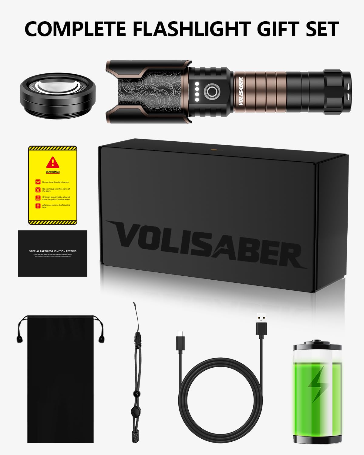 VOLISABER gift-ready kit with accessories for gifting and on-the-go lighting.