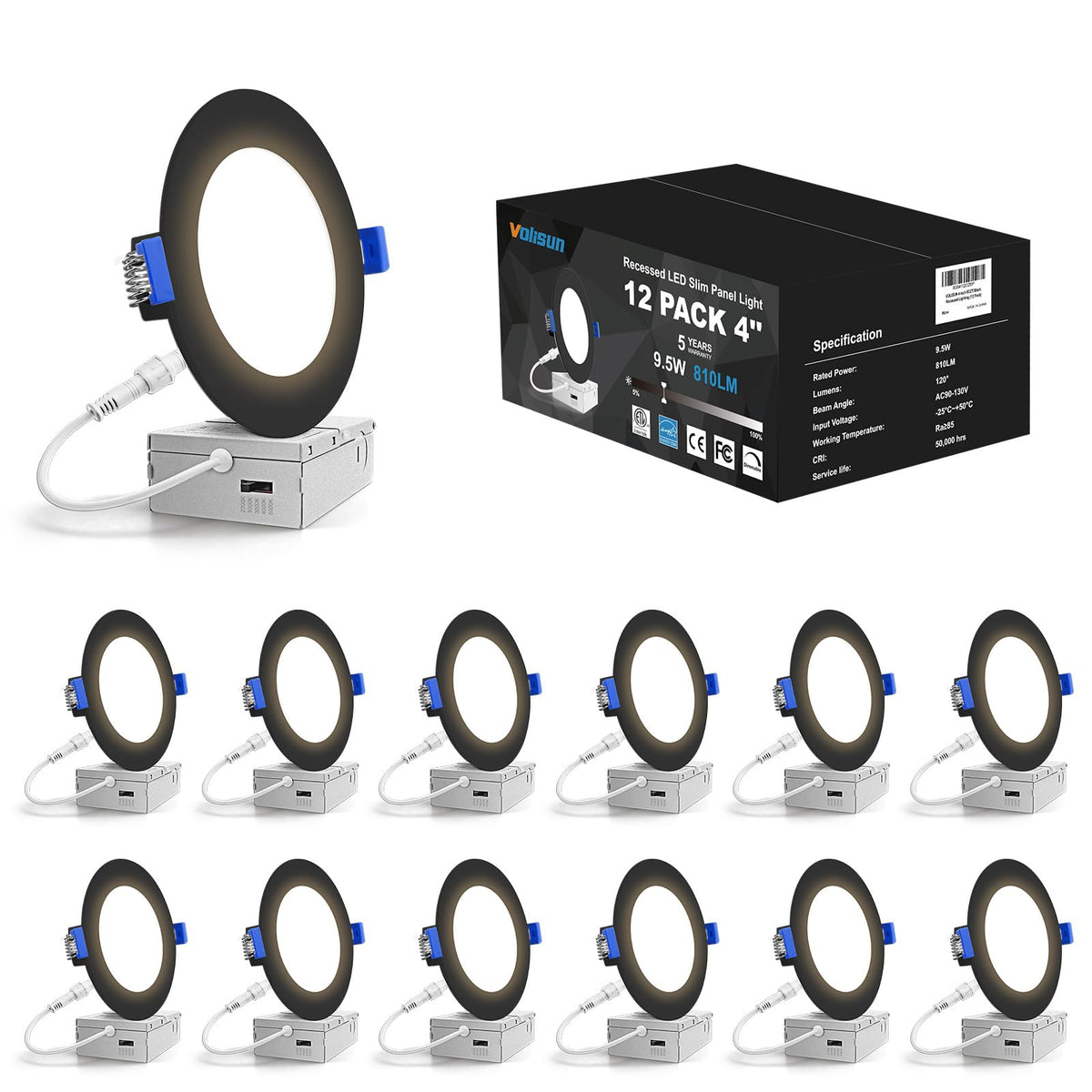 VOLISUN 12-pack 4-inch recessed lights for retrofit with adjustable color temperature