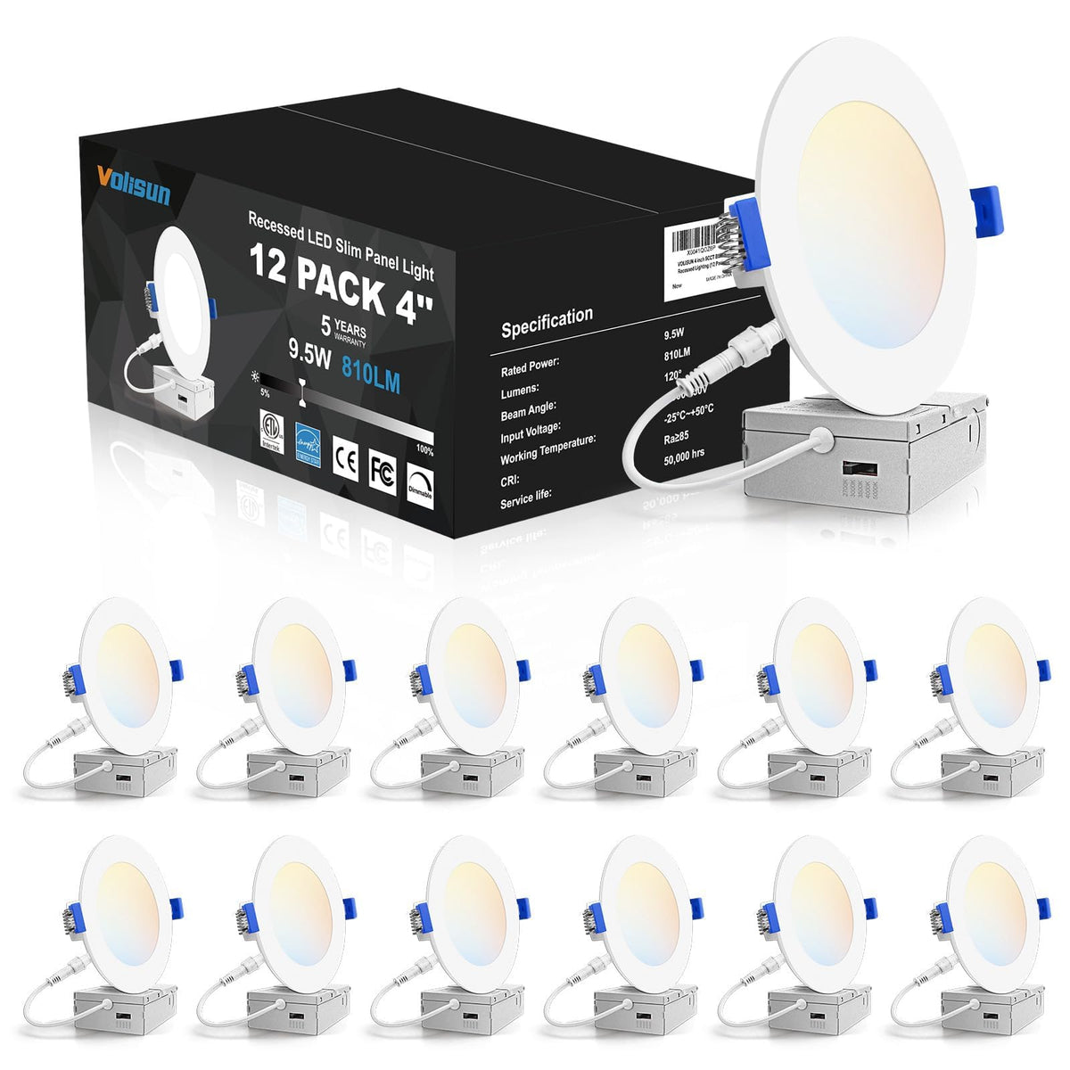VOLISUN 12-pack 4-inch recessed light box for retrofit ceiling installs