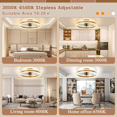 Volisun 19.7-inch flush-mount fandelier with integrated light