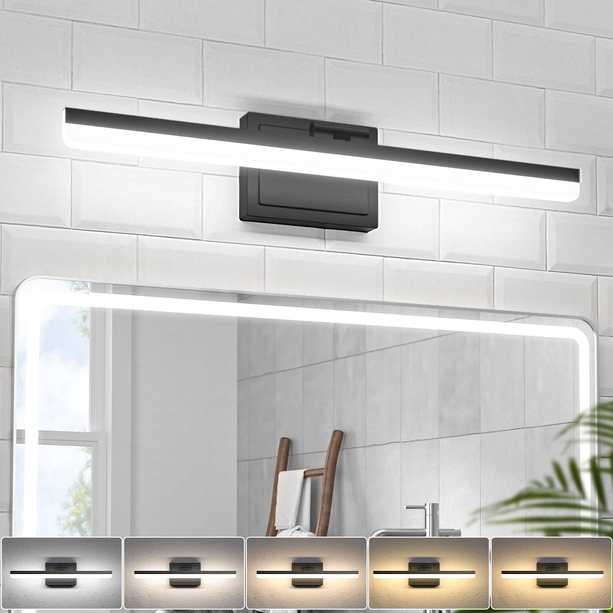 VOLISUN 24 inch vanity light over mirror in black for a modern bathroom