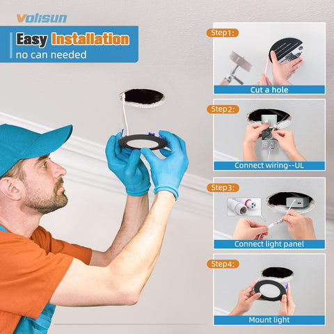 VOLISUN ETL-certified black recessed can ensures reliable performance
